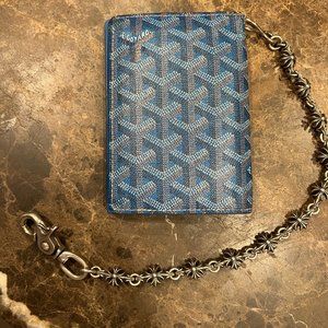 Authentic Chrome Hearts Chain with a Goyard Trifold Wallet Blue